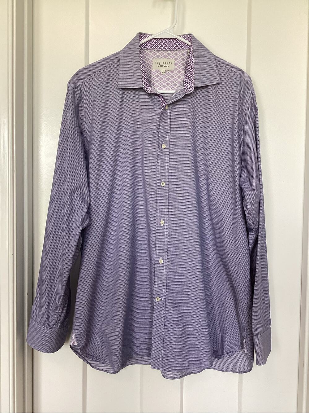 Ted Baker Endurance Men's Long Sleeve Button-Up Dress Shirt Purple Size 17 34/35